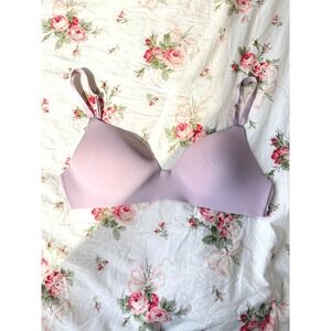 Victorias Secret TShirt Lightly Lined Wireless Bra Lavender Pink 32DD Smooth EUC